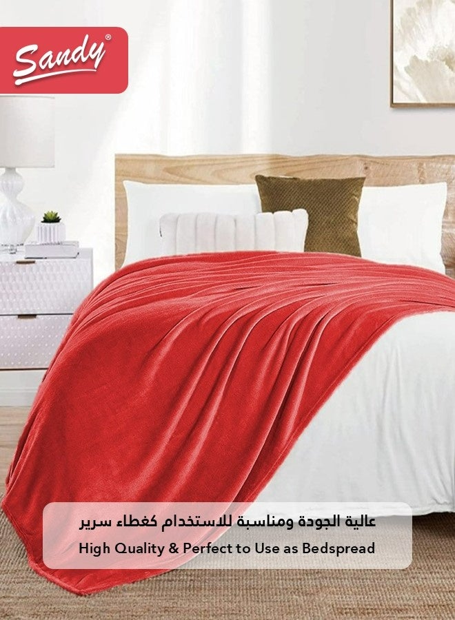 ساندي بطانية ساندي الناعمة, مخملية عالية الجودة ومريحة, مقاس مفرد 170×220 سم, ناعمة ودافئة بوزن مثالي, مناسبة للسرير, الاريكة, الكرسي وديكور المنزل, احمر - Image 4